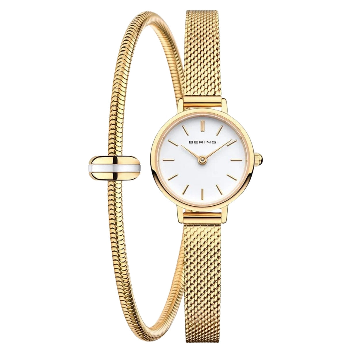 Bering Classic Gift Set Lovely 11022-334-Lovely-1-GWP170 analog damklocka med vit urtavla och armband i rostfritt stål