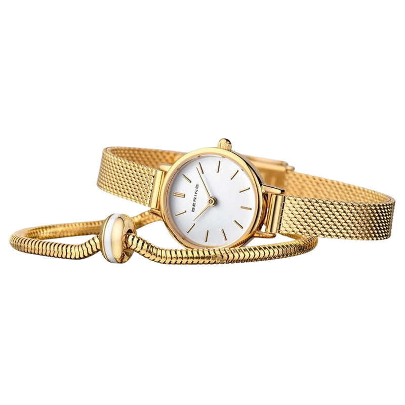 Bering Classic Gift Set Lovely 11022-334-Lovely-1-GWP170 analog damklocka med vit urtavla och armband i rostfritt stål