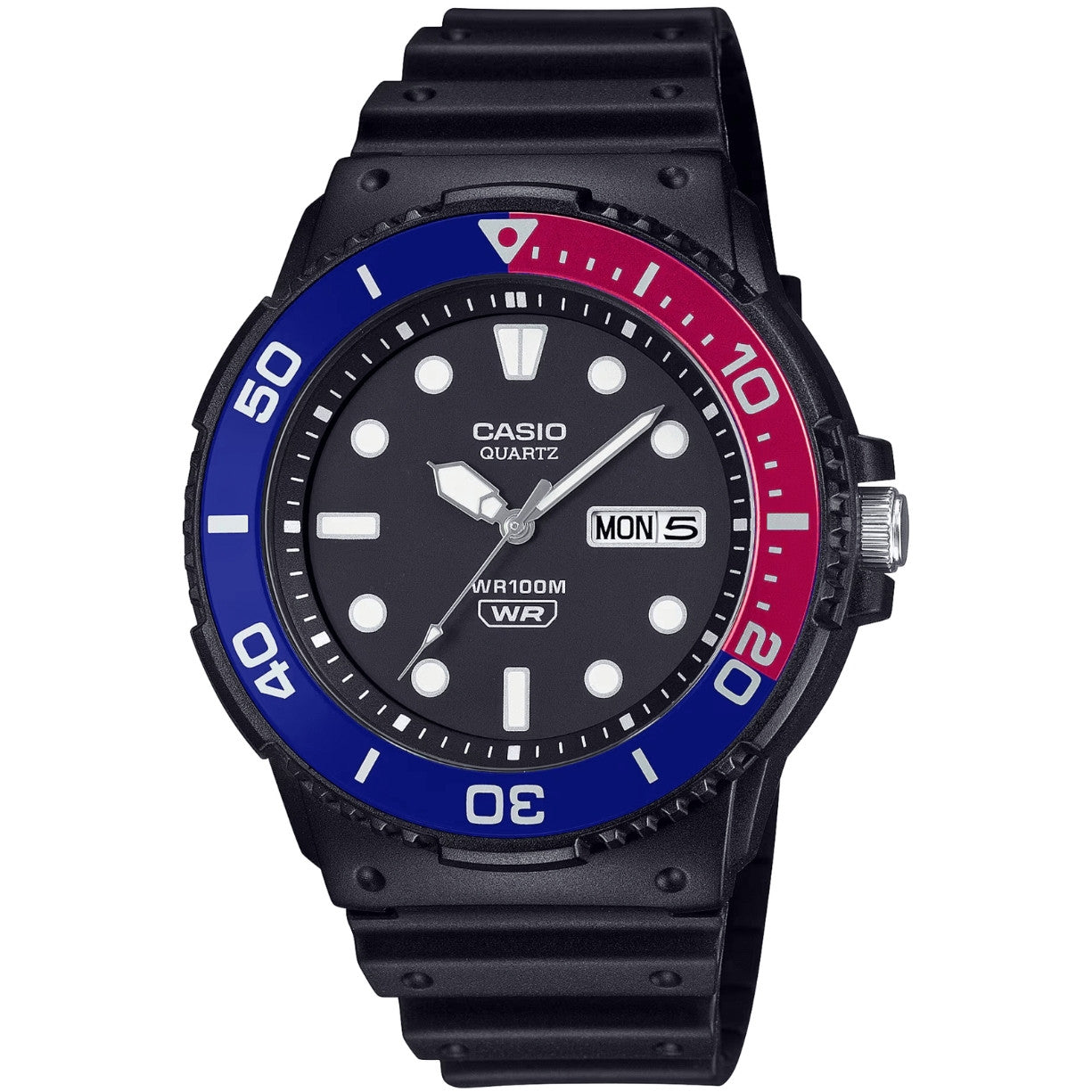 Casio Timeless MRW-230H-1E2VEF analog herrklocka med svart urtavla och armband i resin
