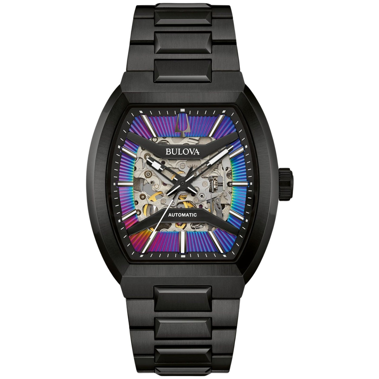 Bulova MAQUINA AUTOMATIC 98A320 analog herrklocka med flerfärgad urtavla och armband i rostfritt stål