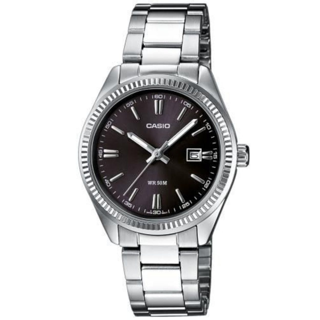 Casio Timeless LTP-1302PD-1A1VEG analog herrklocka med svart urtavla och armband i rostfritt stål