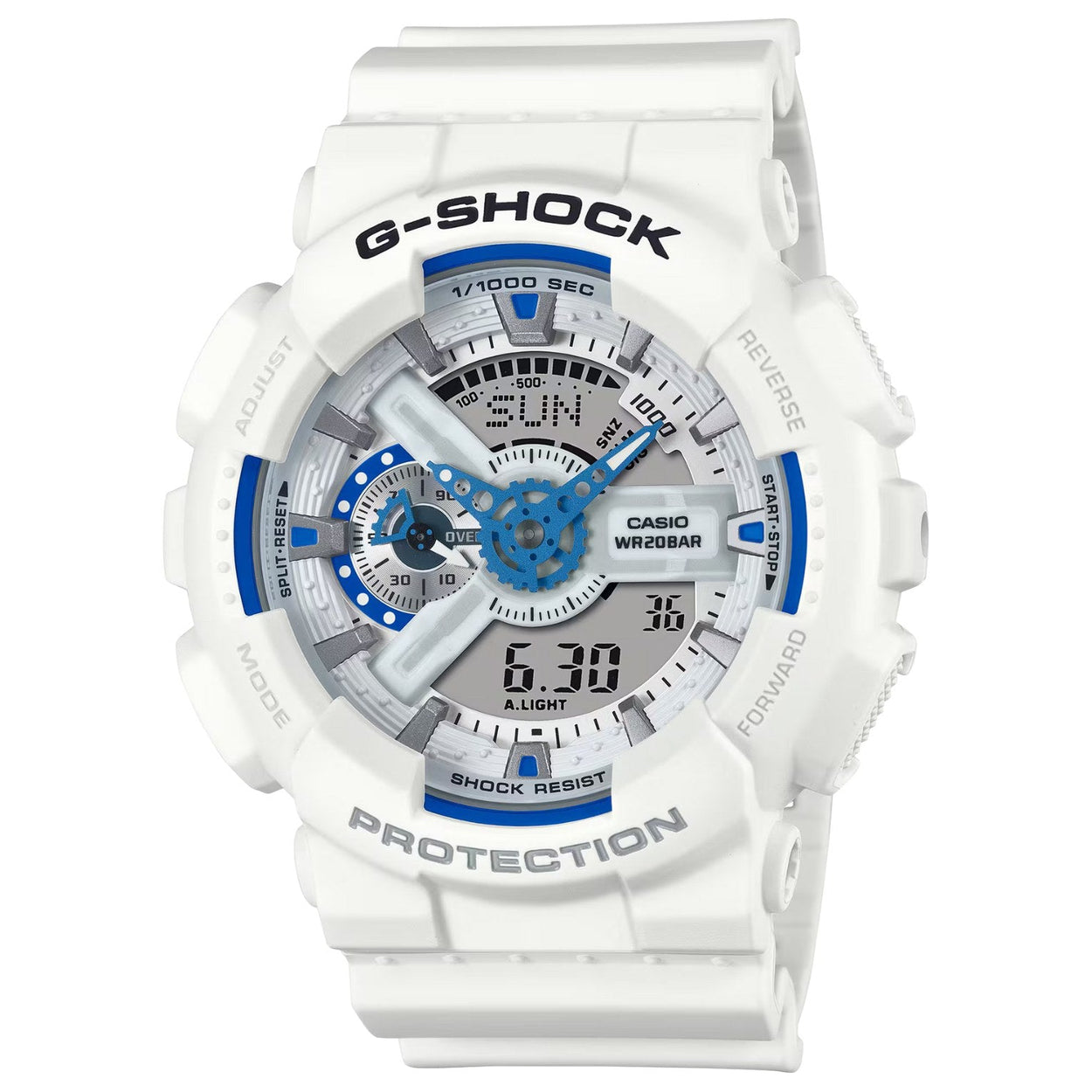 Casio G-Shock GA-110HDS-7AER analog unisexklocka med vit urtavla och armband i resin