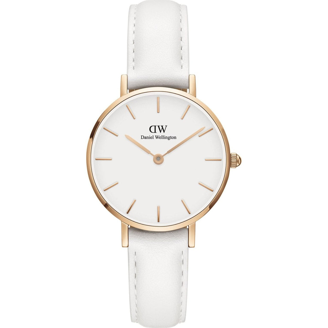 Daniel Wellington Classic Petite DW00100249 analog damklocka med vit urtavla och armband i läder