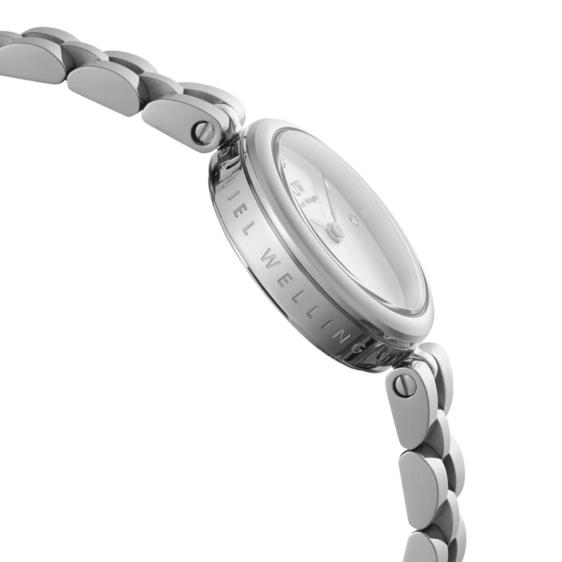 Daniel Wellington Elan Lumine Silver DW00100716 analog damklocka med vit urtavla och armband i rostfritt stål
