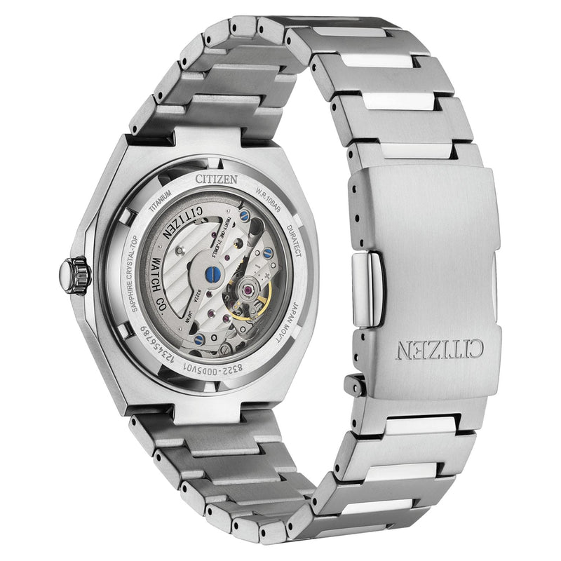 Citizen Zenshin 60 Super Titanium NK5020-58X analog herrklocka med grön urtavla och armband i titan
