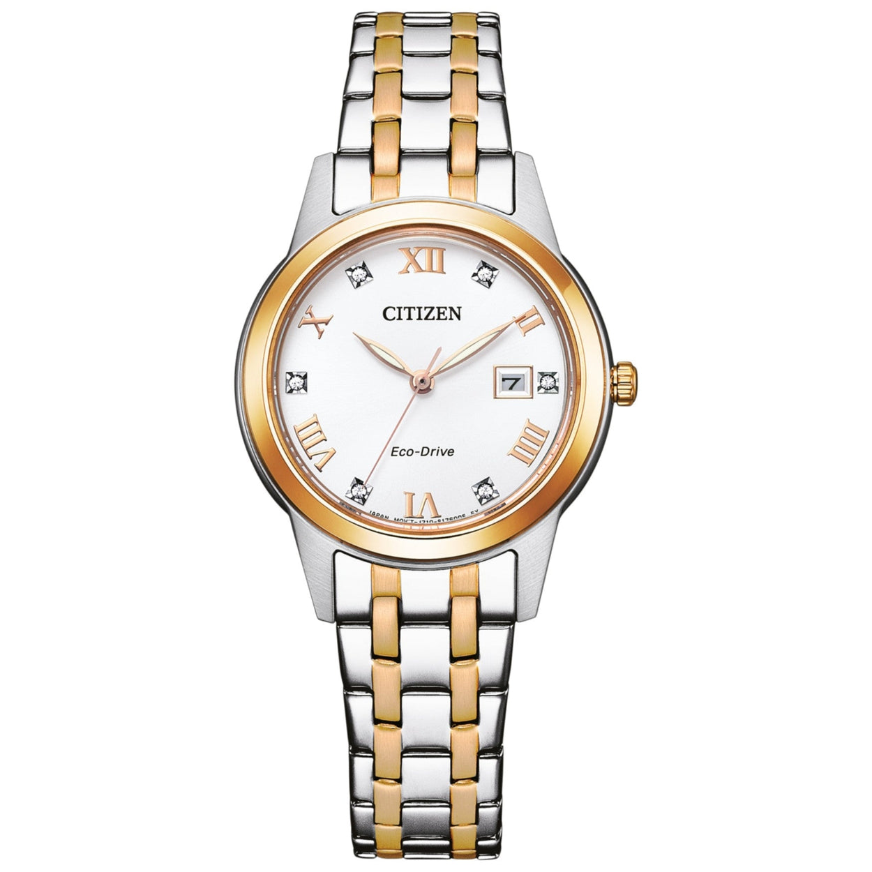 Citizen Eco-Drive Classic FE1246-85A analog damklocka med vit urtavla och armband i rostfritt stål