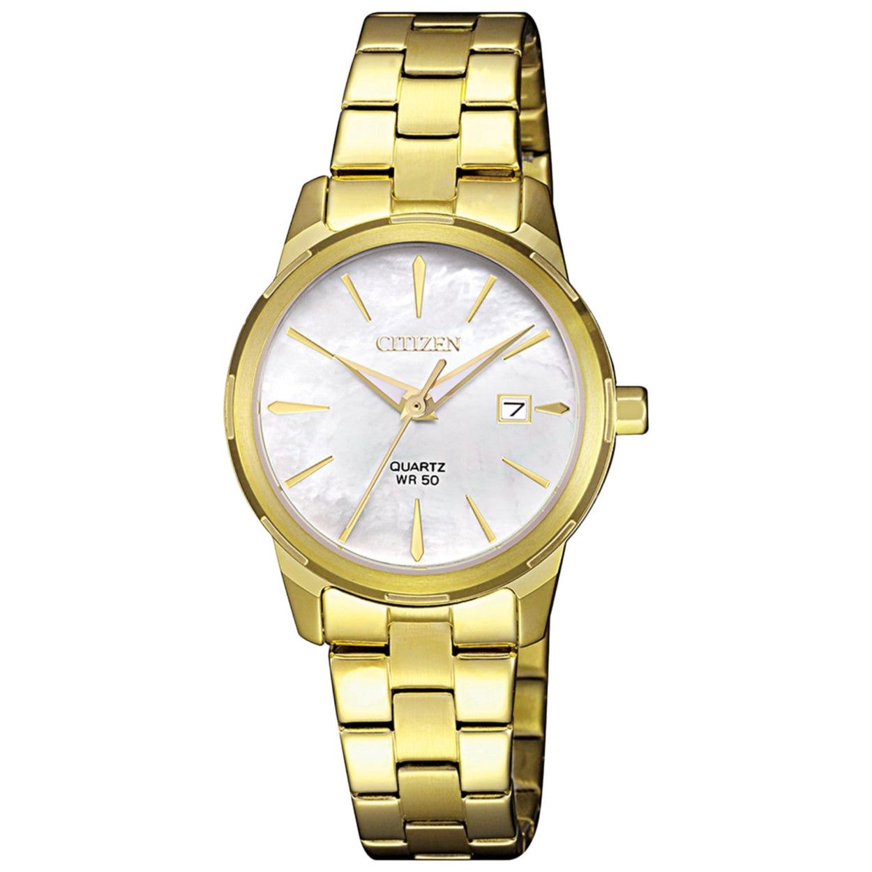 Citizen Elegance EU6072-56D analog damklocka med vit urtavla och armband i rostfritt stål