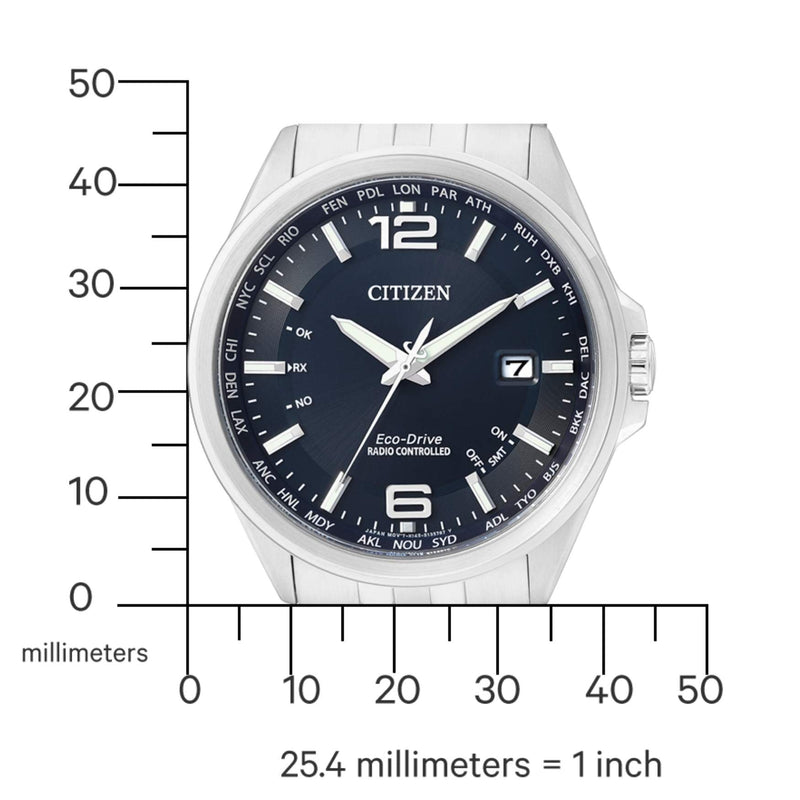 Citizen Eco-Drive CB0010-88L analog herrklocka med mörk blå urtavla och armband i rostfritt stål