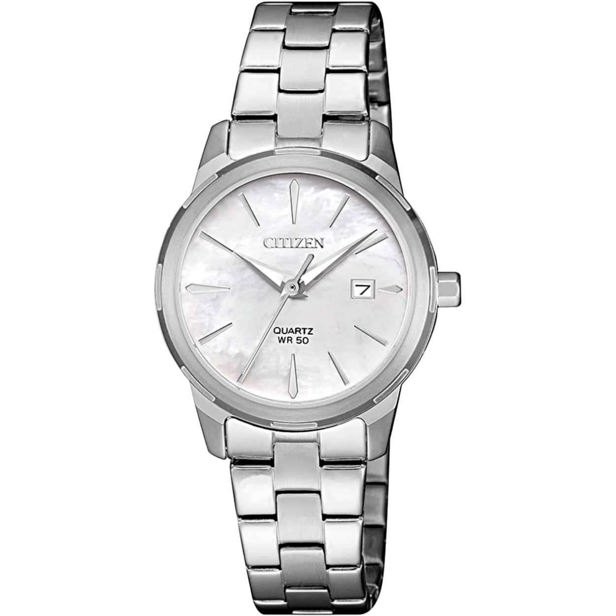 Citizen Elegance EU6070-51D analog damklocka med vit urtavla och armband i rostfritt stål