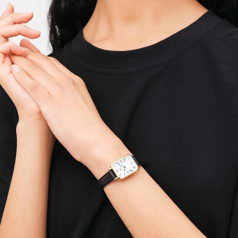 Daniel Wellington Quadro Roman Numerals Sheffield DW00100689 analog damklocka med vit urtavla och armband i läder