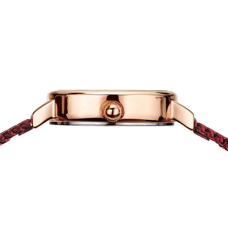 Bering Classic 11022-363-Lovely-5-GWP190 analog damklocka med rött urtavla och armband i rostfritt stål