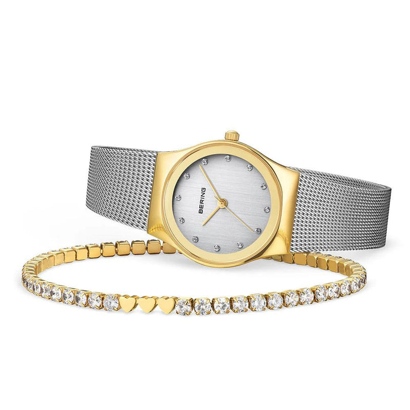 Bering Classic 12927-001-GWP analog damklocka med vit urtavla och armband i rostfritt stål