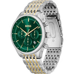 Hugo Boss 1514081 analog herrklocka med grön urtavla och armband i rostfritt stål