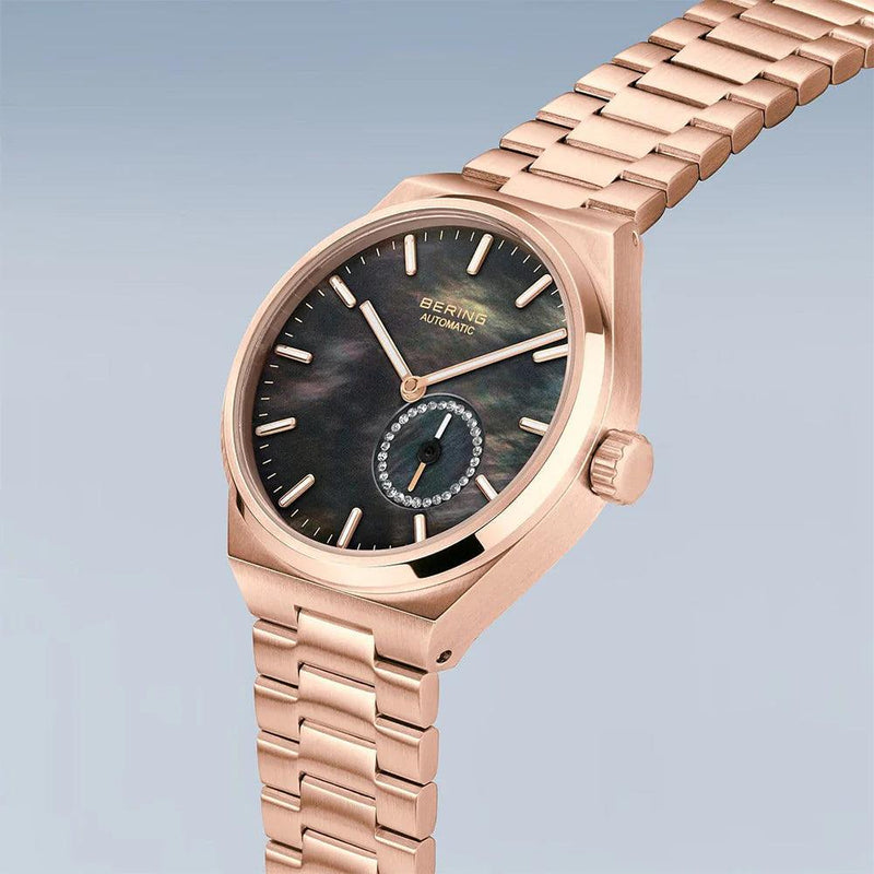 Bering Automatic 19435-762 analog damklocka med svart urtavla och armband i rostfritt stål