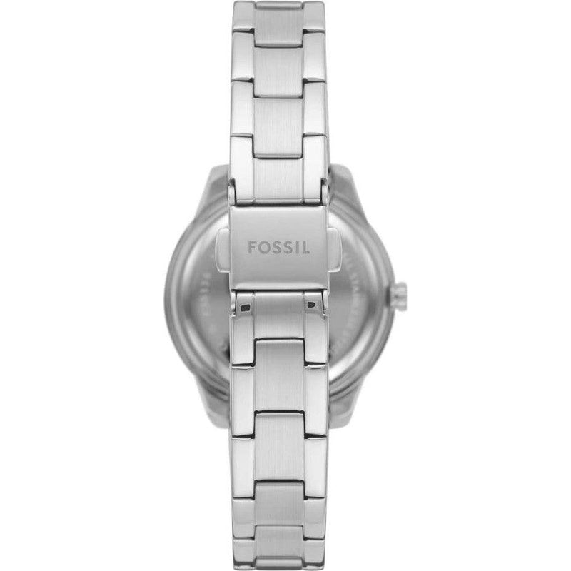 Fossil Stella ES5137 analog damklocka med silver urtavla och armband i rostfritt stål