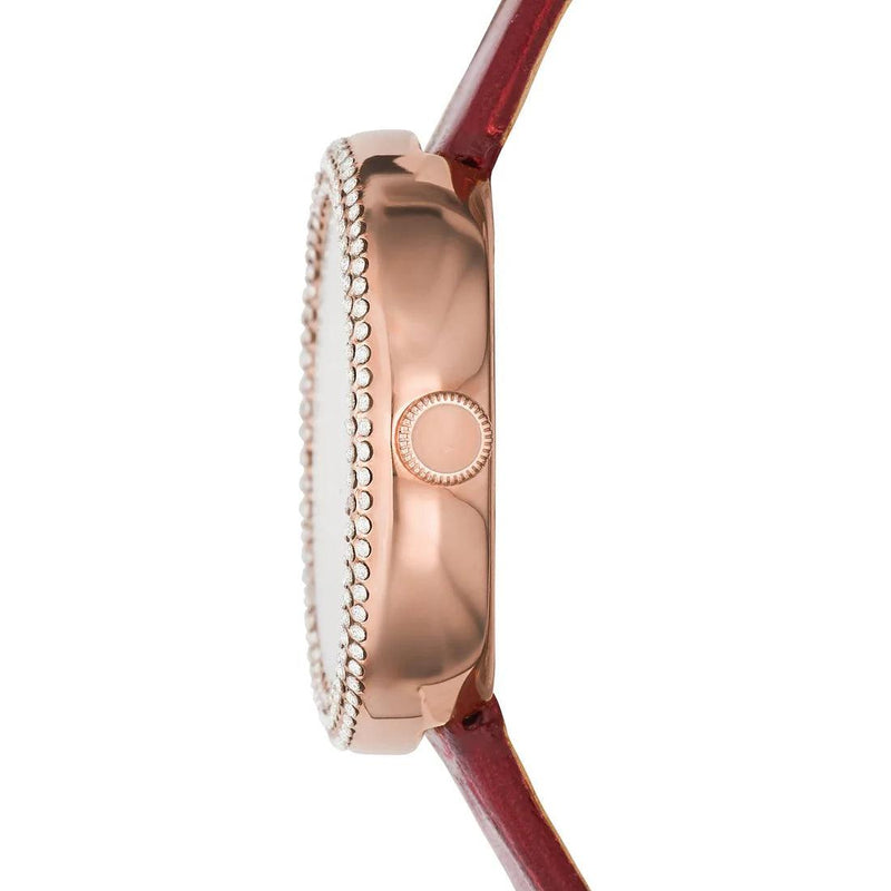 Emporio Armani AR11357 analog damklocka med vit urtavla och armband i läder