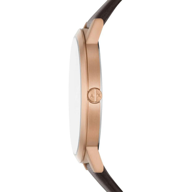 Armani Exchange AX2873 analog herrklocka med brun urtavla och armband i läder