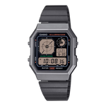 Casio EDGY A130WEGG-1AEF digital unisexklocka med svart urtavla och armband i rostfritt stål
