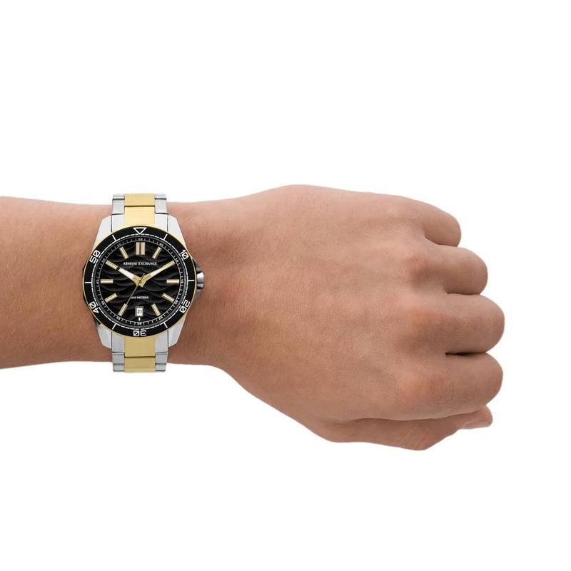 Armani Exchange AX1956 analog herrklocka med svart urtavla och armband i rostfritt stål