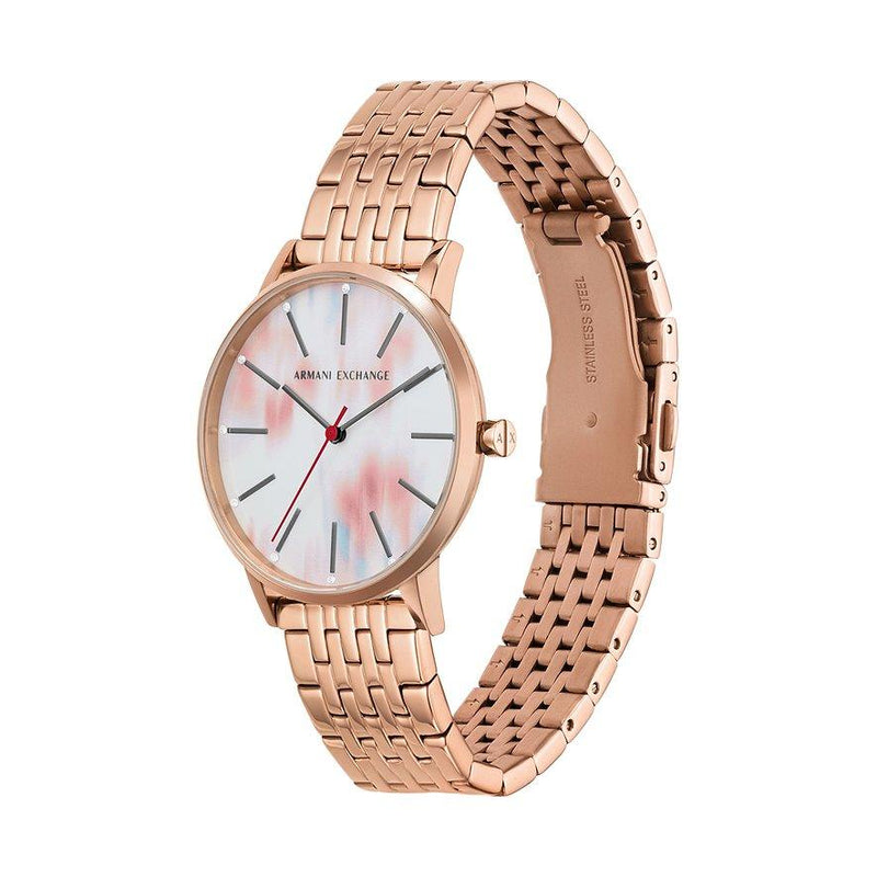 Armani Exchange AX5589 analog damklocka med flerfärgad urtavla och armband i rostfritt stål