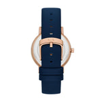 Armani Exchange Lola AX7149SET analog damklocka med blå urtavla och armband i läder
