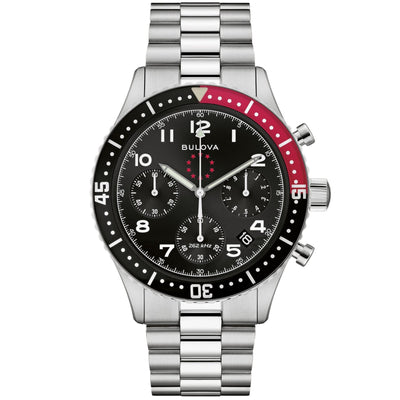 Bulova Marine Star 98B451 analog herrklocka med svart urtavla och armband i rostfritt stål