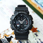 Casio G-SHOCK GA-140-1A1ER analog herrklocka med svart urtavla och armband i resin