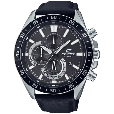 Casio Edifice EFV-620L-1AVUEF analog herrklocka med svart urtavla och armband i silikon