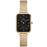Daniel Wellington Quadro DW00100583 analog damklocka med svart urtavla och armband i rostfritt stål