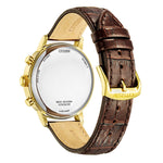 Citizen Eco-Drive Chronograph CA7062-15A analog herrklocka med vit urtavla och armband i läder
