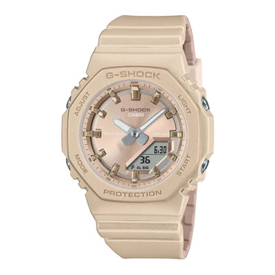 Casio G-Shock Small GMA-P2100ST-9AER analog damklocka med beige urtavla och armband i resin