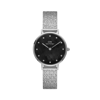 Daniel Wellington Petite Lumine DW00100593 analog damklocka med svart urtavla och armband i rostfritt stål