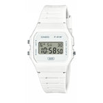 Casio Timeless F-91WB-7AEF digital herrklocka med vit urtavla och armband i resin