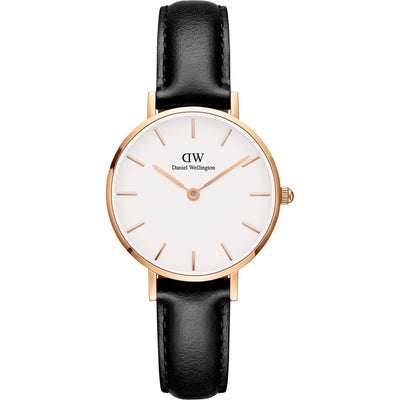 Daniel Wellington Classic Petite DW00100230 analog damklocka med vit urtavla och armband i läder