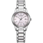 Citizen Elegance Eco Drive FE1241-71Z analog damklocka med rosa urtavla och armband i rostfritt stål
