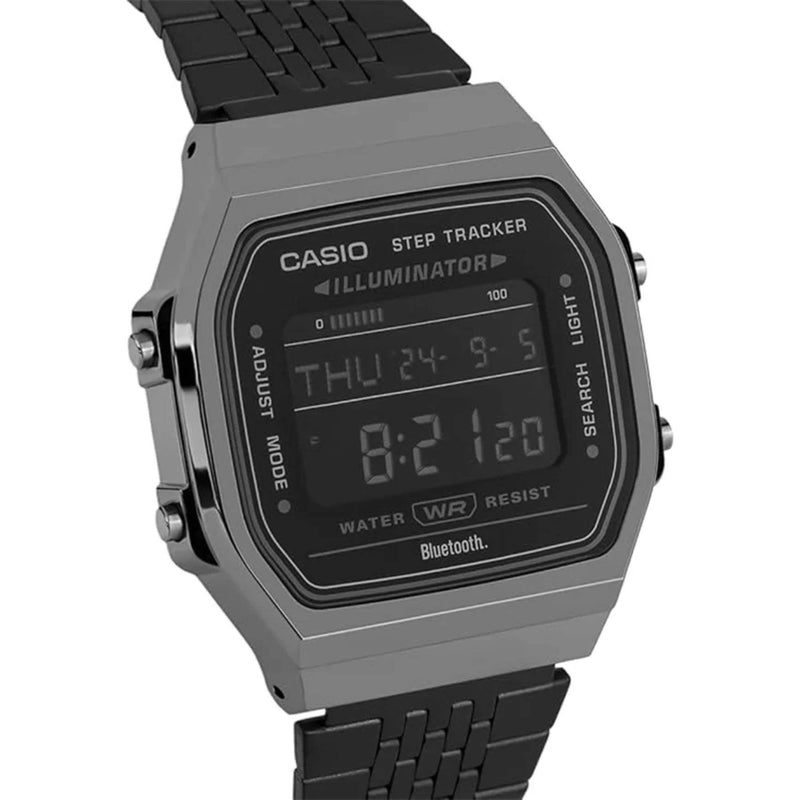 Casio Vintage ABL-100WEGG-1BEF digital unisexklocka med svart urtavla och armband i rostfritt stål