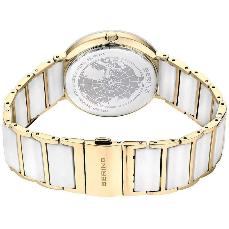 Bering Classic 11435-758 analog damklocka med vit urtavla och armband i rostfritt stål