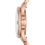 Fossil Classic ES4970 analog damklocka med grön urtavla och armband i rostfritt stål