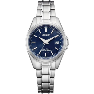 Citizen Radio Controlled EC1180-81L analog damklocka med blå urtavla och armband i rostfritt stål