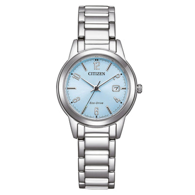 Citizen Eco Drive FE1241-71L analog damklocka med blå urtavla och armband i rostfritt stål