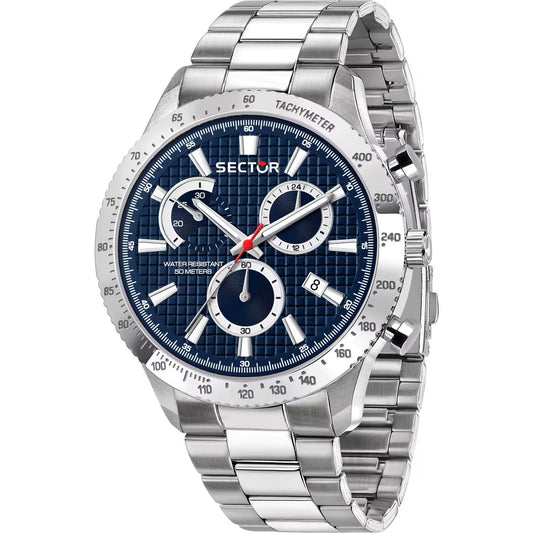 Sector 270 Chrono R3273778003 analog herrklocka med blå urtavla och armband i rostfritt stål