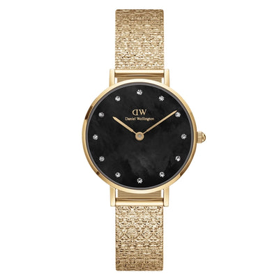 Daniel Wellington Petite Lumine DW00100595 analog damklocka med svart urtavla och armband i rostfritt stål