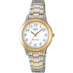 Casio Collection Guld tonat stål LTP-1263PG-7BEG analog damklocka med vit urtavla och armband i rostfritt stål
