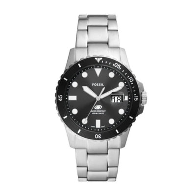 Fossil Blue FS6032 analog herrklocka med svart urtavla och armband i rostfritt stål