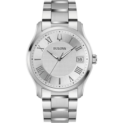 Bulova Classic 96B391 analog herrklocka med silver urtavla och armband i rostfritt stål
