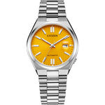 Citizen Tsuyosa automatisk NJ0150-81Z analog herrklocka med gul urtavla och armband i rostfritt stål