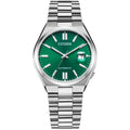 Citizen Tsuyosa automatisk NJ0150-81X analog herrklocka med grön urtavla och armband i rostfritt stål