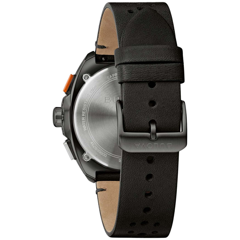 Bulova Performance Racing 98B428 analog herrklocka med svart urtavla och armband i läder