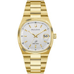 Bulova Classic Super Seville 97B223 analog unisexklocka med vit urtavla och armband i rostfritt stål