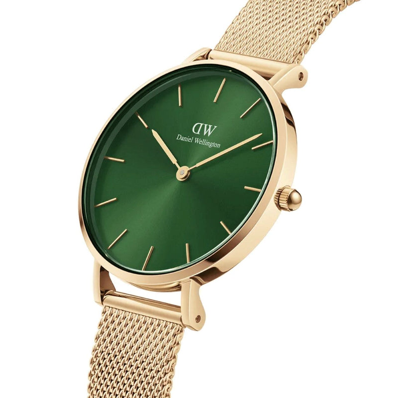 Daniel Wellington Petite Emerald DW00100479 analog damklocka med grön urtavla och armband i rostfritt stål